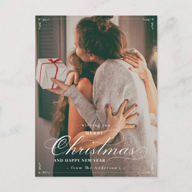 Klassiskt foto God jul Gott nytt år Post Vykort (Framsida)