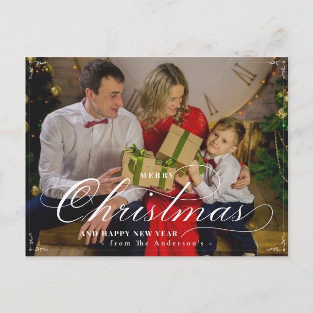 Klassiskt foto God jul Gott nytt år Vykort (Framsida)