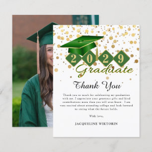 Klassiskt foto Grönt Guld Studenten Tack Kort