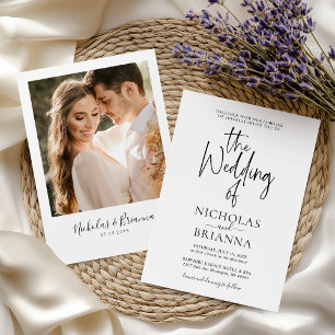 Klassiskt foto med minimalistiskt svart vitt Bröll Inbjudningar