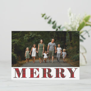 Klassiskt fotografi av präglat merry Typography Julkort