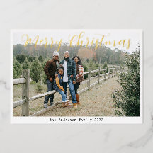 Klassiskt fotoskript Hälsning God jul Guld