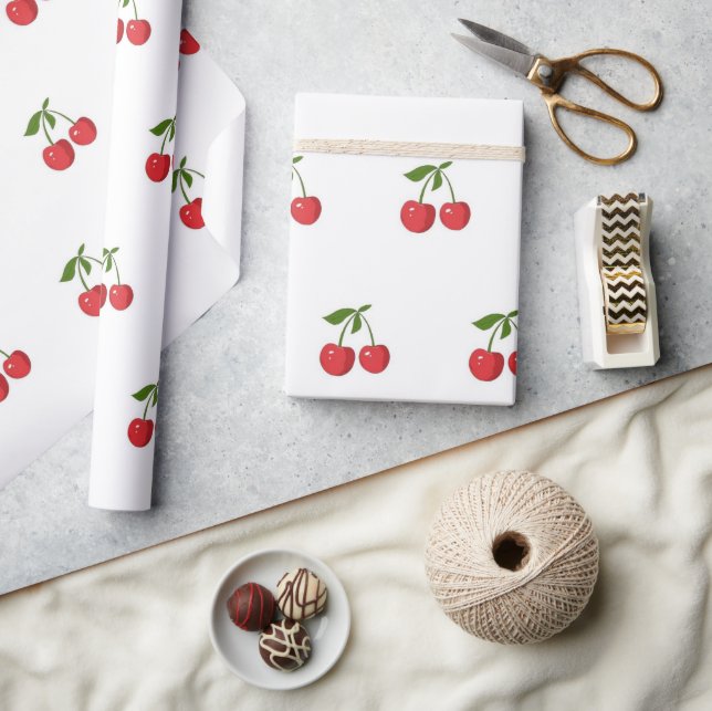 Klassiskt fruktmönster Röd körsbär Vår & Sommar Presentpapper (Hantverk)