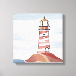 Klassiskt fyr | Vattenfärg vid havskusten Canvastryck