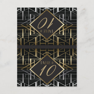 Klassiskt Gatsby Deco Bröllop-platskort Vykort
