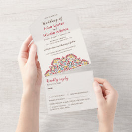 Klassiskt geometriskt Mandala Mönster Bröllop