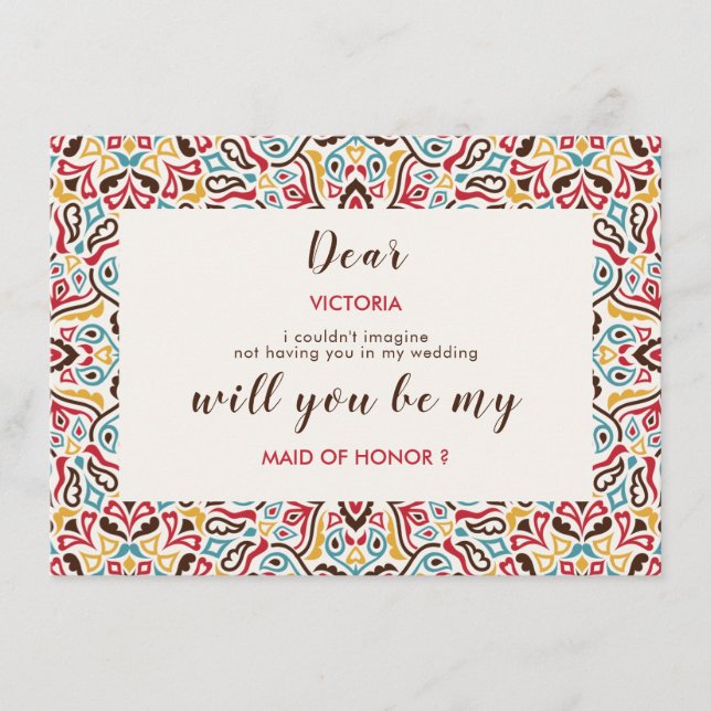 Klassiskt geometriskt Mandala Mönster Bröllop Meny (Framsida)