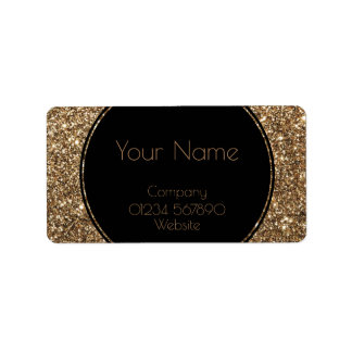 Klassiskt Glamor Gatsby Black och Guld Glitter Adressetikett