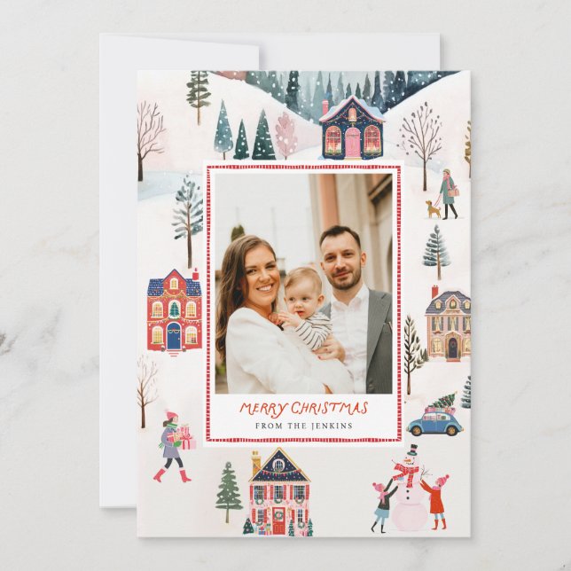 Klassiskt God jul-fotohälsningskort Inbjudningar (Framsida)