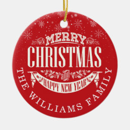 Klassiskt God Jul och gott Nytt Foto Julgransprydnad Keramik