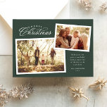 Klassiskt God jul-skript med två foto-gröntar Julkort<br><div class="desc">Skicka julhälsning i år med det här enkla och elegant grönten med två fotokort för helgdag. Den vackra God jul-typsbehandlingen paras med två stil-bilder i en klippbok. Det festliga helgdag har också en plats för ett meddelande om anpassningsbar över namn och år. Motsvarande grönt-baksida prickas med ett stjärnvitt mönster.</div>