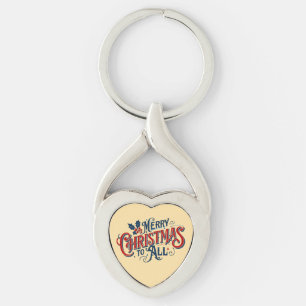 Klassiskt God jul till all Festive Helgdag Art Twisted Heart Silverfärgad Nyckelring