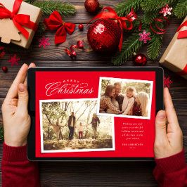 Klassiskt God jul två fotoröda Julkort