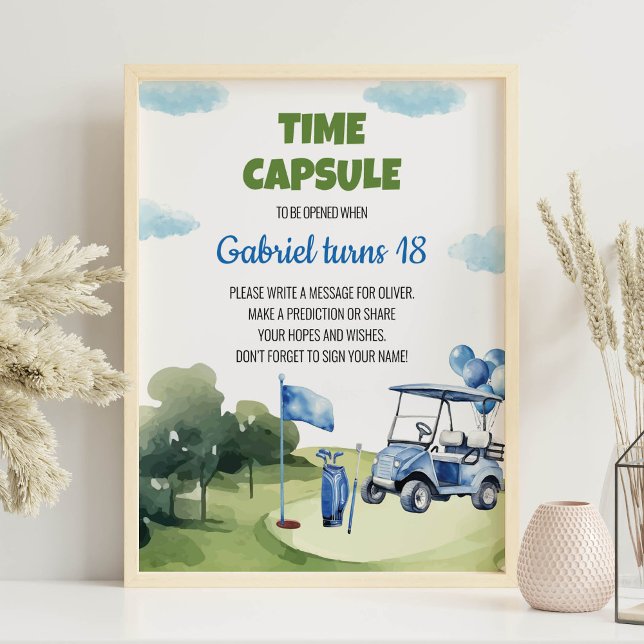 Klassiskt golf Boy Birthday Time Capsule-tecken Poster (Skapare uppladdad)