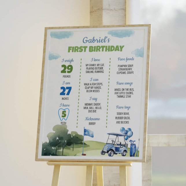 Klassiskt golf-tema Pojke 1-års födelsedagsjubileu Poster (Skapare uppladdad)