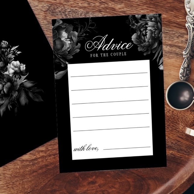 Klassiskt Gothic Black Bröllop Advice Card Rådkort (Skapare uppladdad)