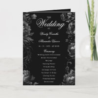 Klassiskt Gothic Black Bröllop Folded Program