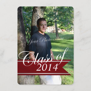 Klassiskt Grad 2014 Varsity Banner Red Photo Meddelande