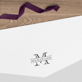Klassiskt Gräns efternamn Monogram Självfärgande Stämpel