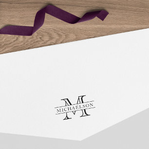 Klassiskt Gräns efternamn Monogram Självfärgande Stämpel