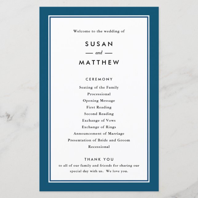 Klassiskt Gräns-marinblått, Pappert program (Framsida)