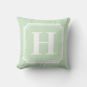 Klassiskt Gräns   Monogram för Mint Grönt Personli Kudde