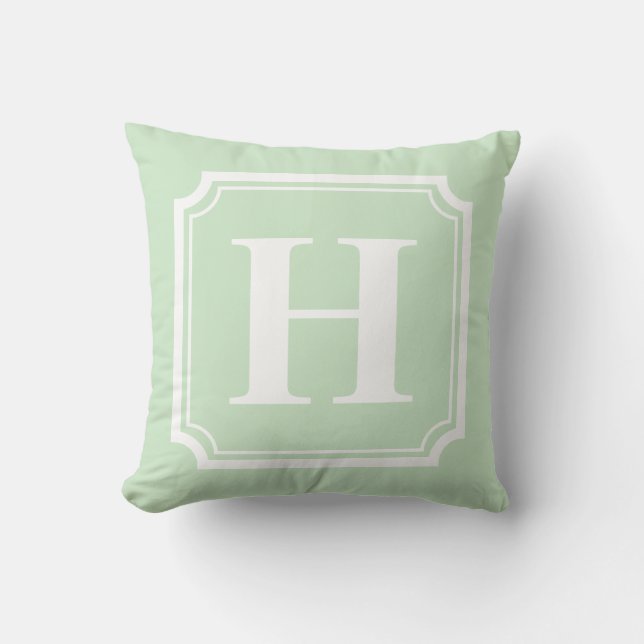 Klassiskt Gräns | Monogram för Mint Grönt Personli Kudde (Framsida)
