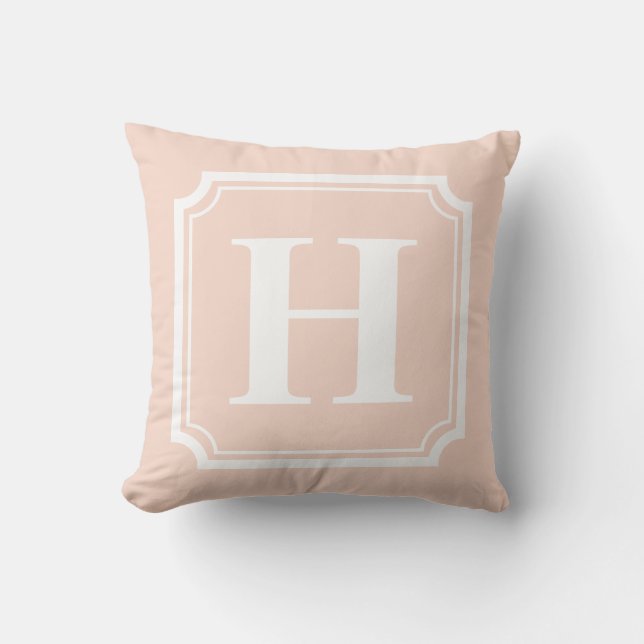 Klassiskt Gräns | Monogram för  Rosa Personlig Kudde (Framsida)