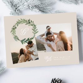 Klassiskt gräs monogram fotkollage för elegant av  julkort