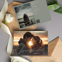 Klassiskt Grått Grönt Calligraphy QR Code Two Phot