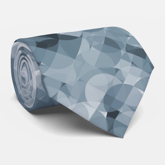 Klassiskt Grått Slate Blue Squares Circles Mönster Slips (Rullad)