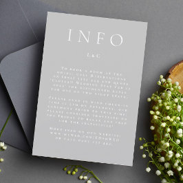 Klassiskt Grått & White Elegant Modern Info-hölje OSA Kort