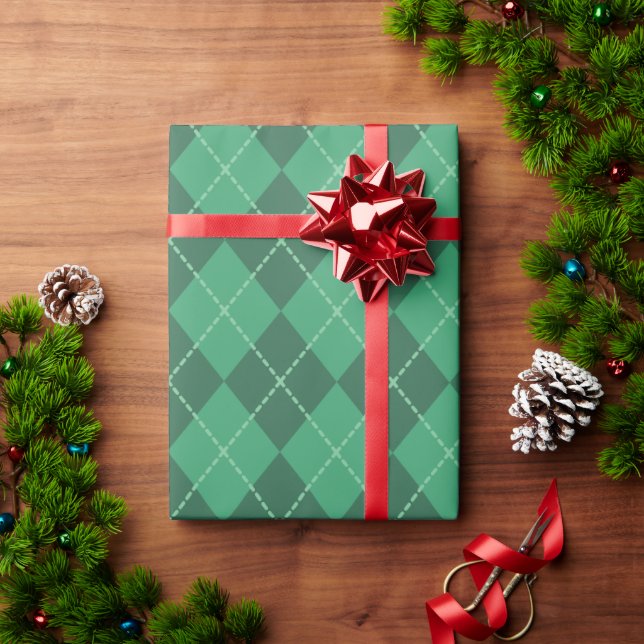 Klassiskt grönt Argyle julklappspapper Presentpapper (Julgåva)
