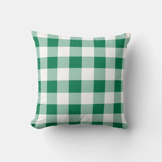 Klassiskt grönt gingham-sömlöst mönster kudde (Framsida)
