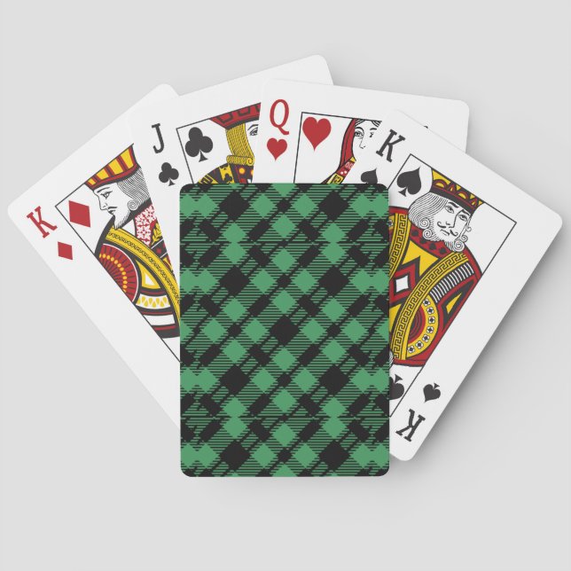 Klassiskt grönt rutmönster för högtider  casinokort (Baksidan)