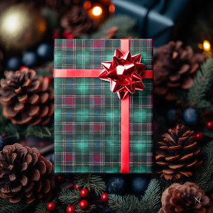 Klassiskt grönt tartan-rutigt presentpapper