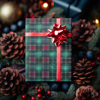 Klassiskt grönt tartan-rutigt presentpapper