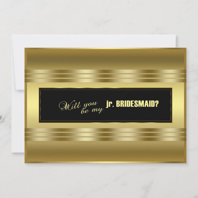 Klassiskt Guld Black blir mitt jobb. Bridesmaid? Inbjudningar (Framsida)