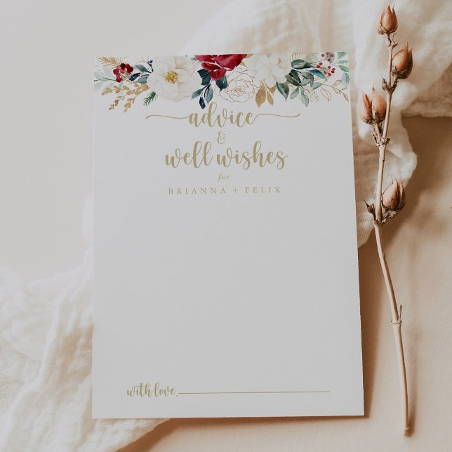 Klassiskt Guld Blommigt Bröllop Önskemål Rådkort (Skapare uppladdad)