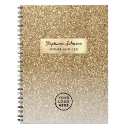 Klassiskt Guld Boss Dam VD Logo Lyx Glitter Anteckningsbok