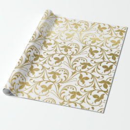 Klassiskt guld Damaskus blommönster bröllopsinpack Presentpapper