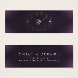 Klassiskt Guld Deco Lila Calligraphy Monogram Litet Visitkort