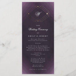 Klassiskt Guld Deco Lila Calligraphy Monogram Program