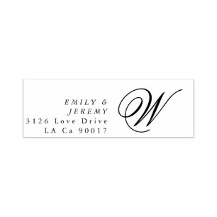 Klassiskt Guld Deco Lila Calligraphy Monogram Självfärgande Stämpel