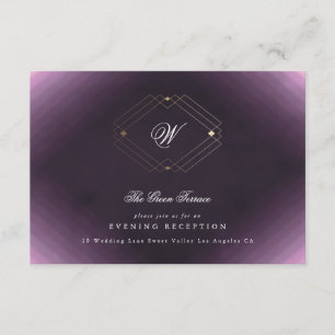 Klassiskt Guld Deco Lila Calligraphy Monogram Tilläggskort