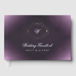 Klassiskt Guld Dekorativt Lila Kalligrafi Monogram Gästböcker