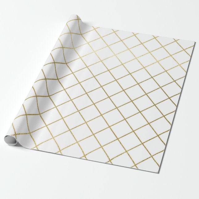 Klassiskt guld geometriskt abstrakt mönster Bröllo Presentpapper (Utrullad)