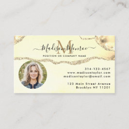 Klassiskt Guld Glitter Logotyp Photo Agate Monogra Visitkort