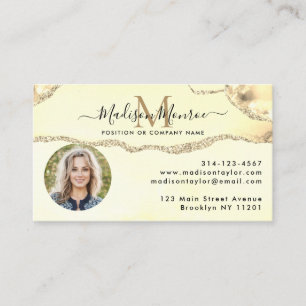 Klassiskt Guld Glitter Logotyp Photo Agate Monogra Visitkort