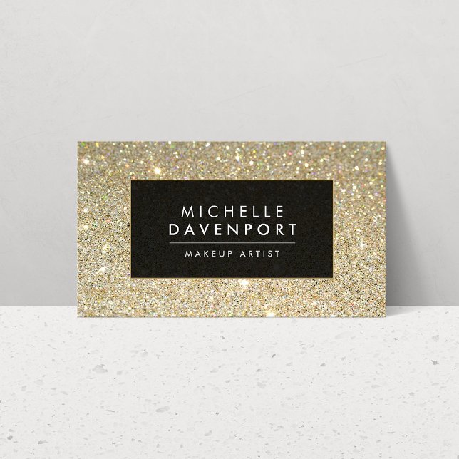 Klassiskt Guld Glitter Makeup-Affärskort Visitkort (Skapare uppladdad)